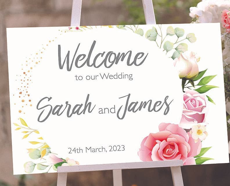 Floral Welcome to Our Wedding Sign.