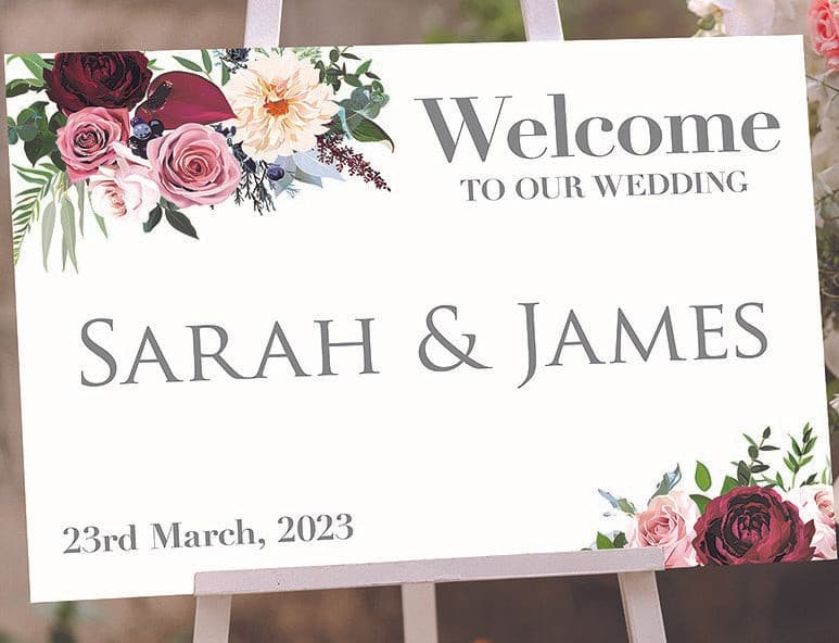 Country Bouquet Welcome to Our Wedding Sign.