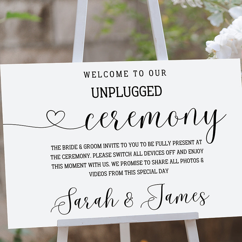 Typography Unplugged Wedding Ceremony Sign