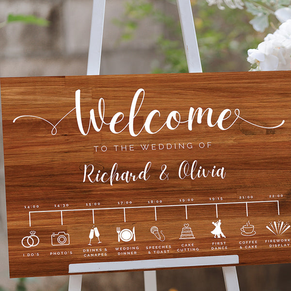 Rustic Welcome & Timeline Wedding Sign