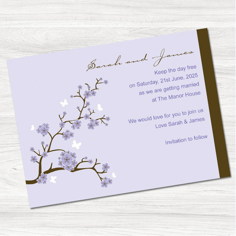 Blossom Purple Save the Date Card