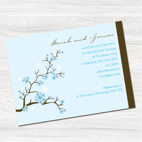 Blossom Blue Wedding Day Invitation