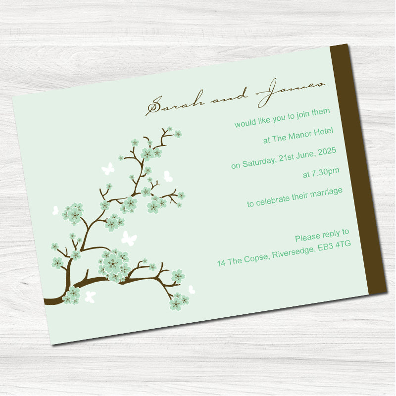 Blossom Green Wedding Evening Invitation