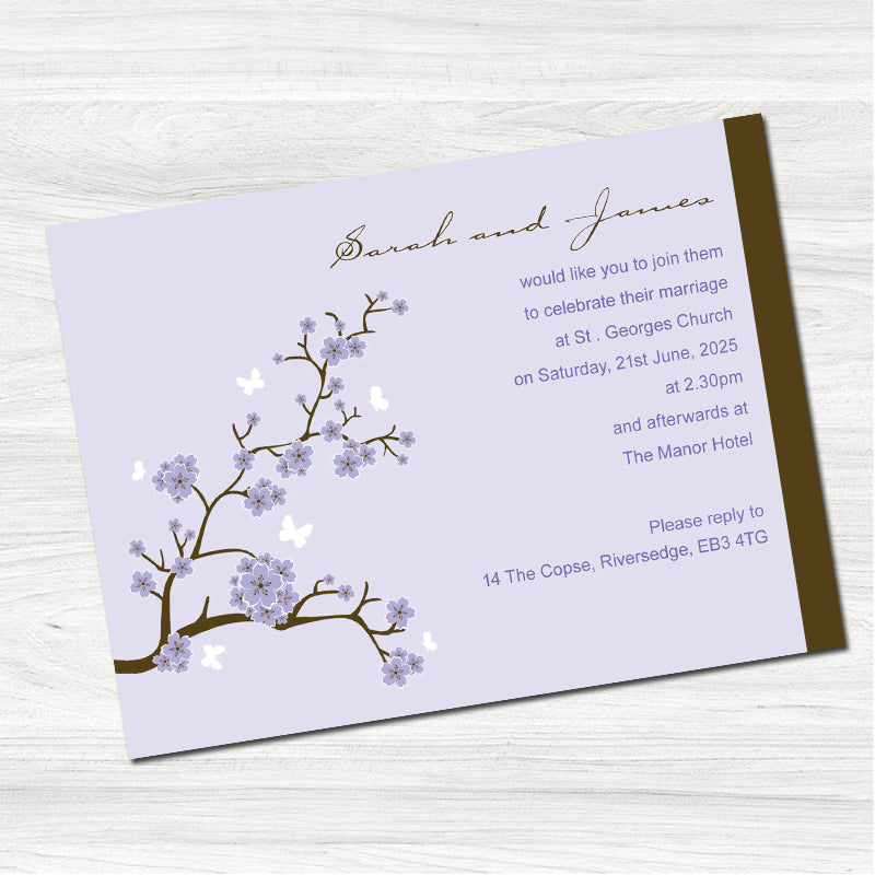Blossom Purple Wedding Day Invitation