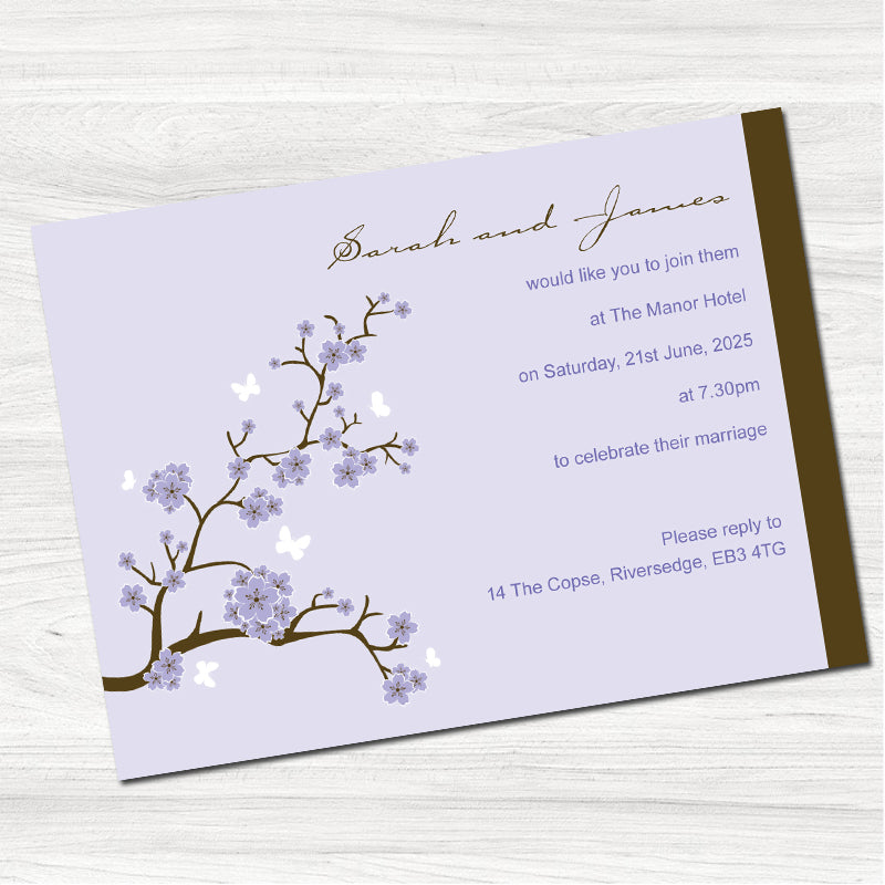 Blossom Purple Wedding Evening Invitation
