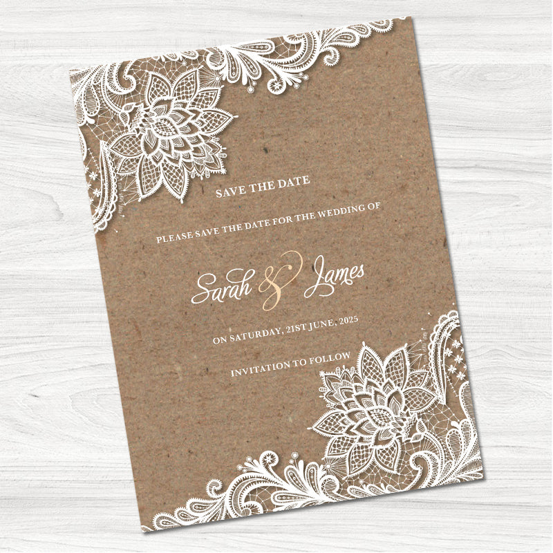 Chiffon & Lace Save the Date Card