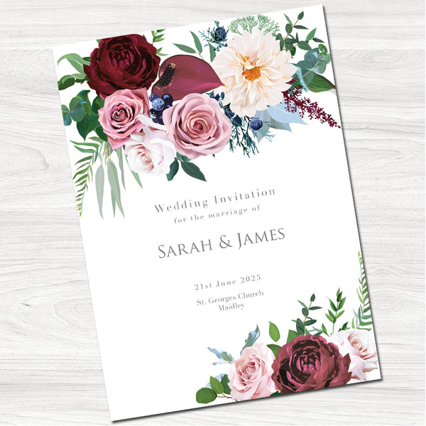 Country Bouquet Wedding Day Invitation-Front