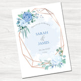Dusky Blue Rose & Hydrangea Wedding Day Invitation-Front