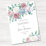 Dusky Pink Roses Wedding Day Invitation-Front