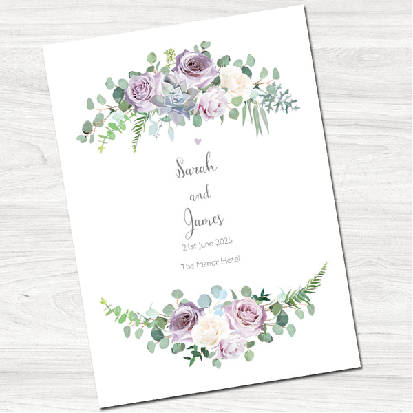 Dusky Violet Roses Wedding Evening Invitation-Front