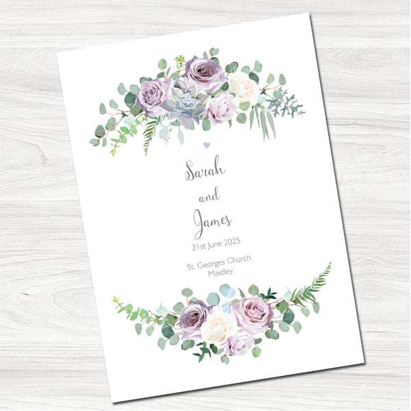 Dusky Violet Roses Wedding Day Invitation-Front