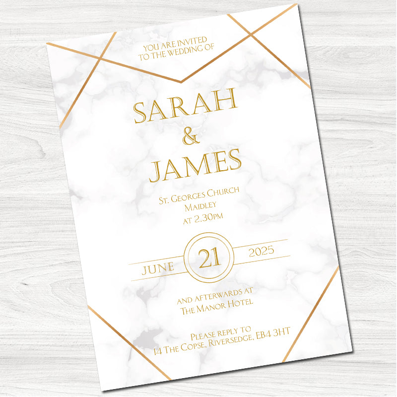 Elegant Marble Wedding Day Invitation