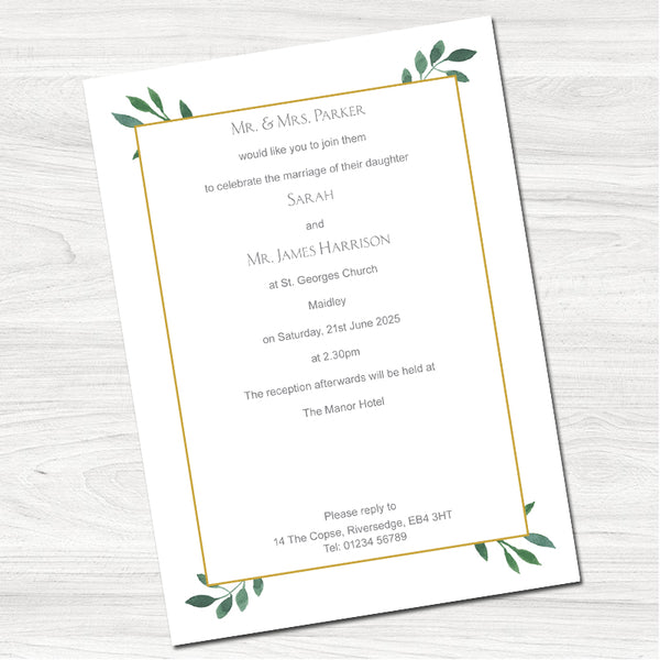Eucalyptus Wedding Day Invitation-Back