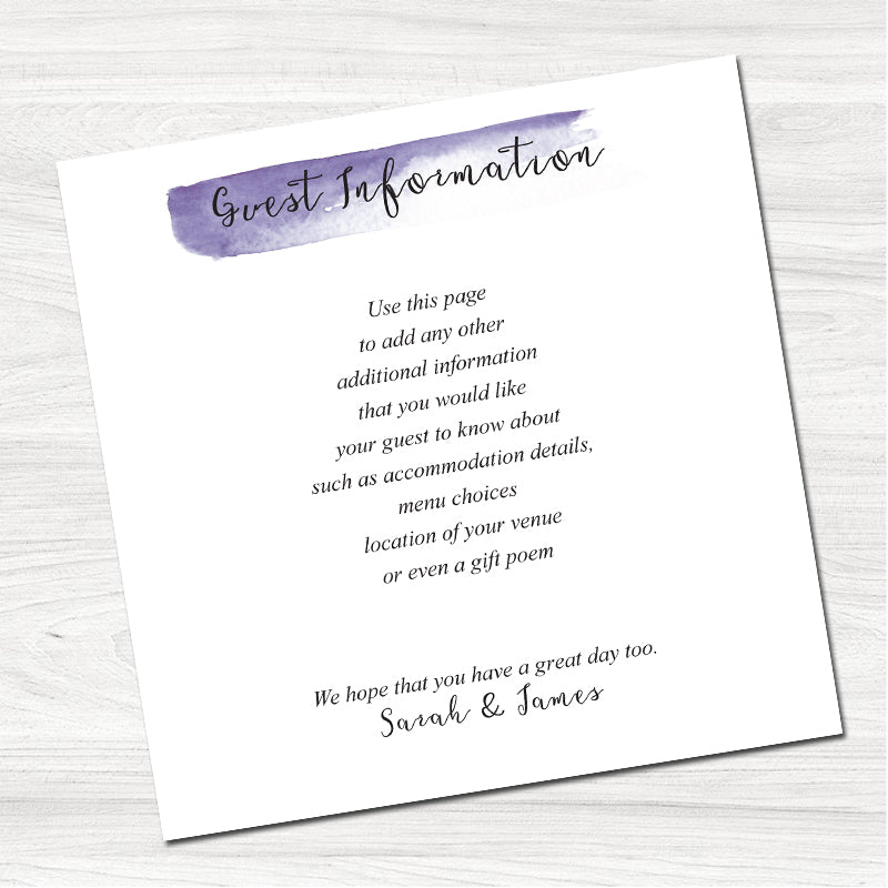 Fajrina Purple Guest Information Card