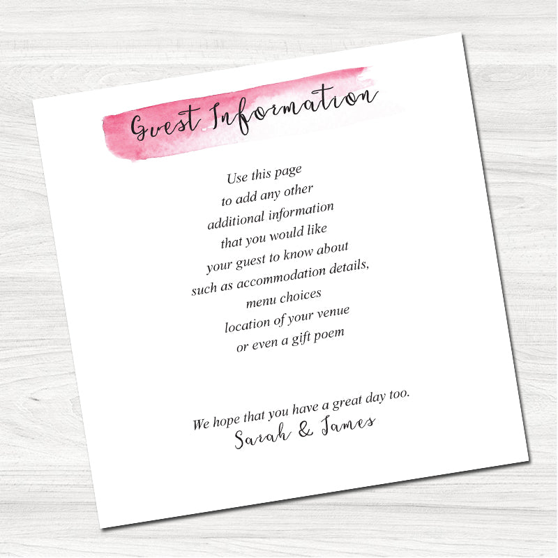 Fajrina Pink Guest Information Card