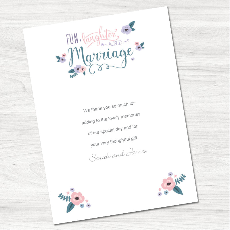 Fun, Laughter & Marriage Thank You Card-Inside