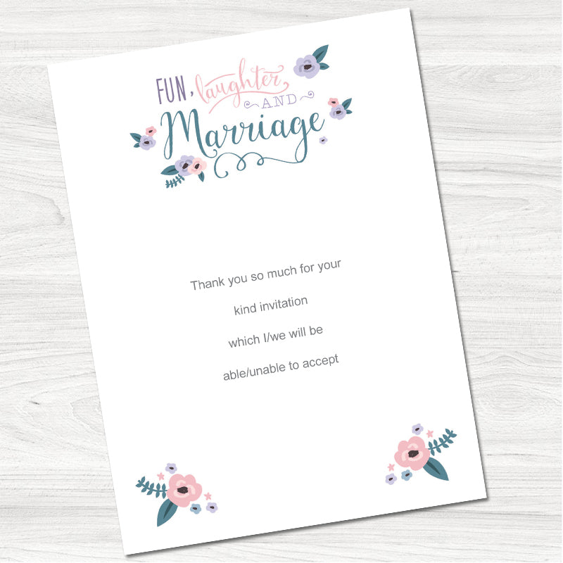 Fun, Laughter & Marriage Reply Card-Back
