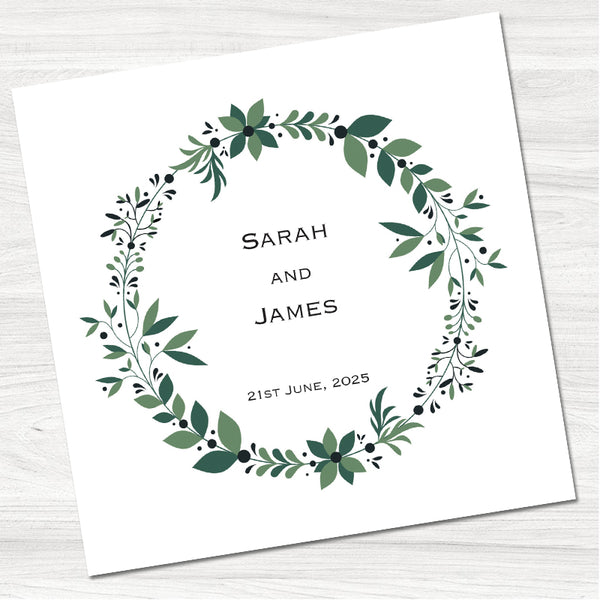 Green Foliage Wedding Evening Invitation-Front