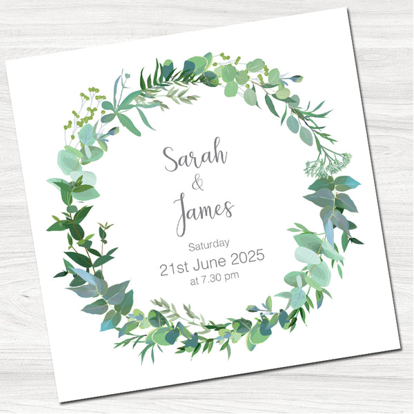 Greenery Wedding Evening Invitation-Front