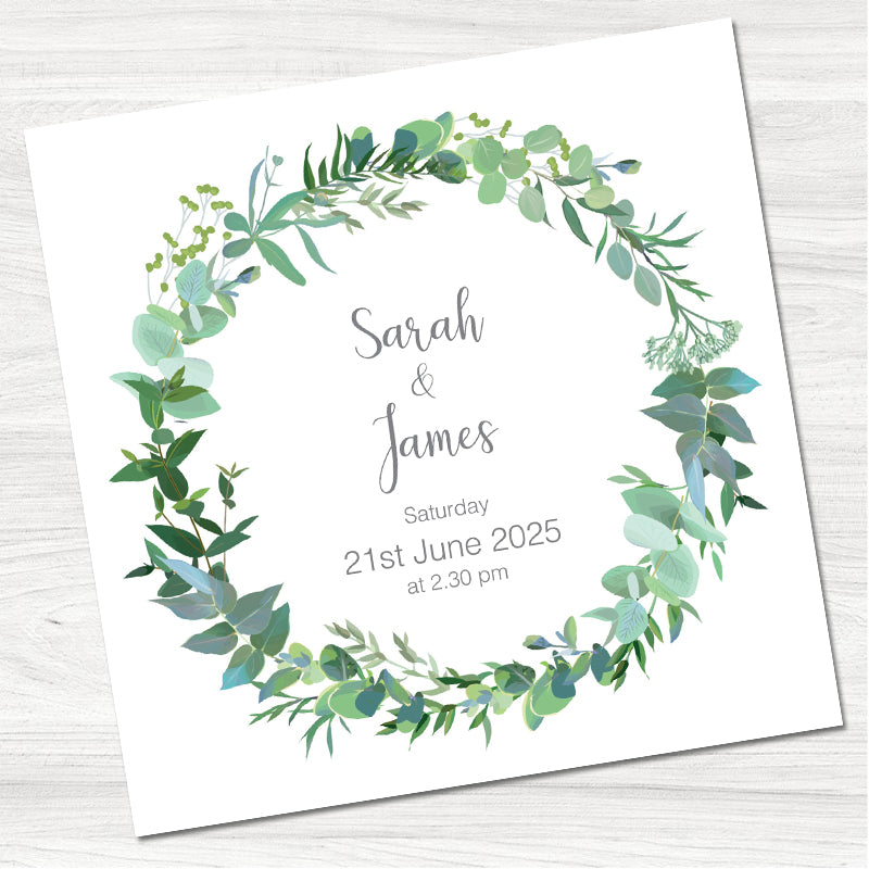 Greenery Wedding Day Invitation-Front