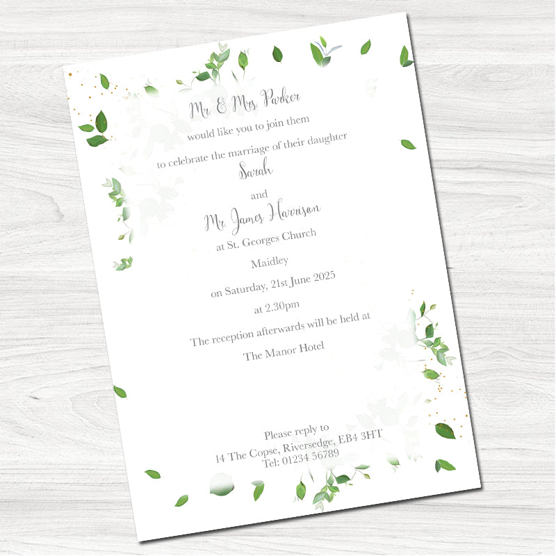 Greenery Geometric Wedding Day Invitation-Back