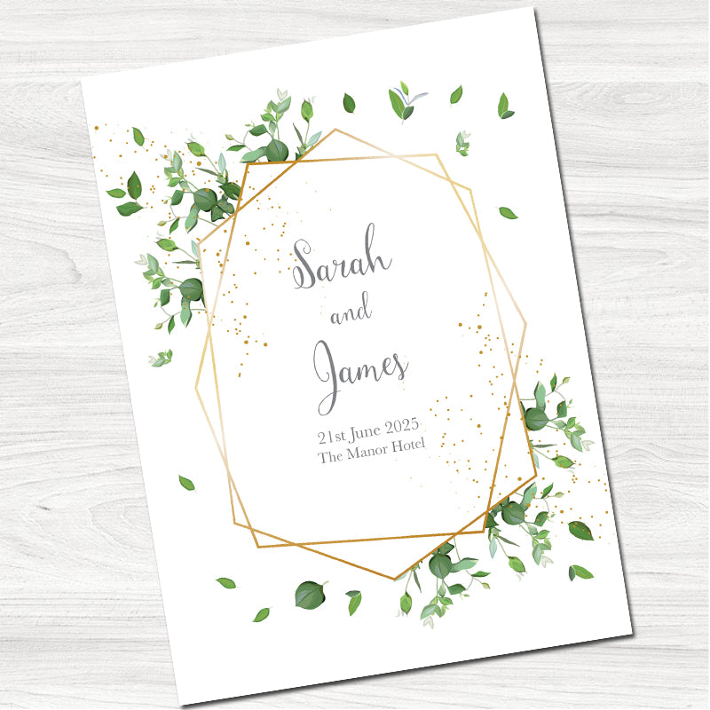 Greenery Geometric Wedding Evening Invitation-Front