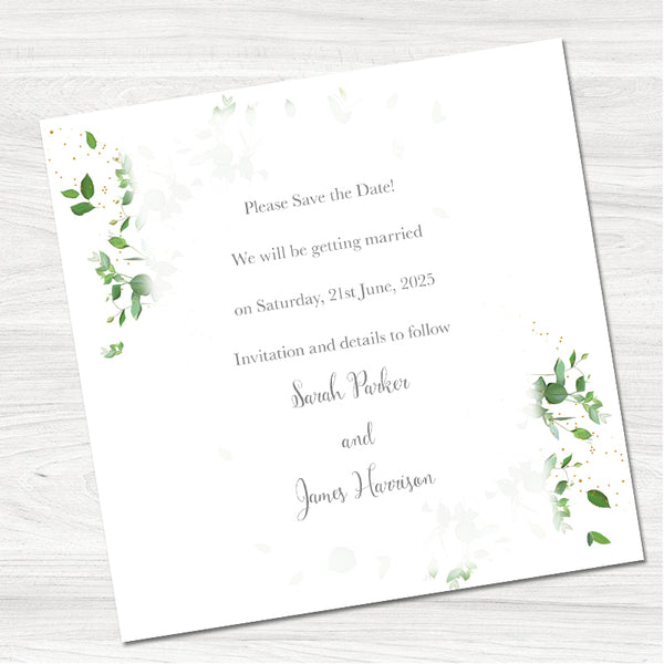 Greenery Geometric Save the Date Card-Inside