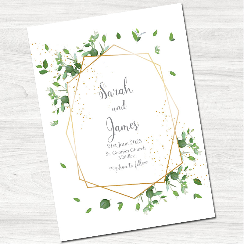Greenery Geometric Wedding Day Invitation-Front