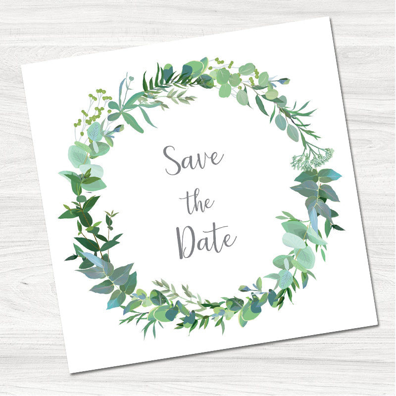Greenery Wedding Save the Date Card