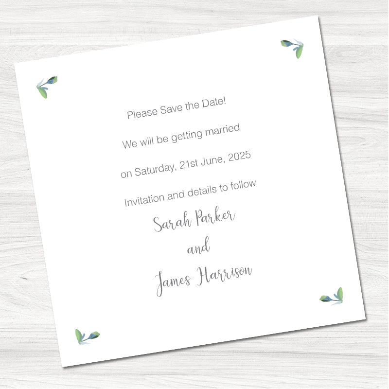 Greenery Wedding Save the Date Card-Inside
