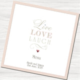 Live, Laugh, Love Menu Card