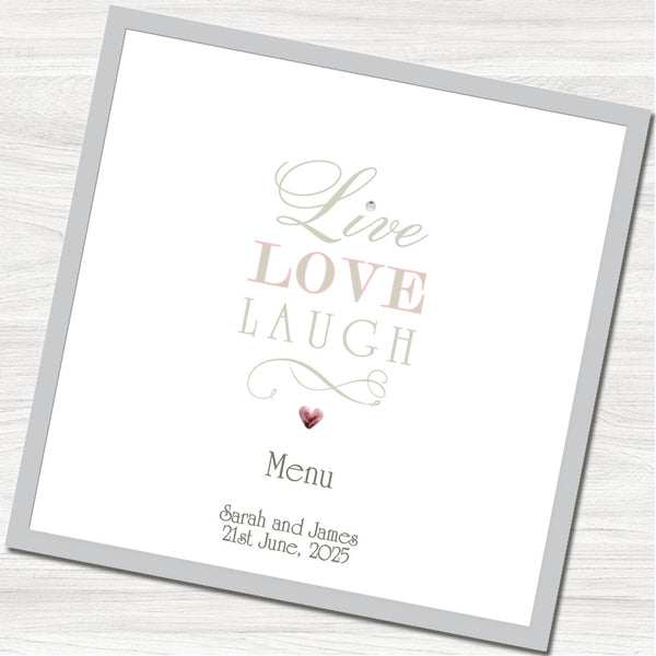 Live, Laugh, Love Menu Card