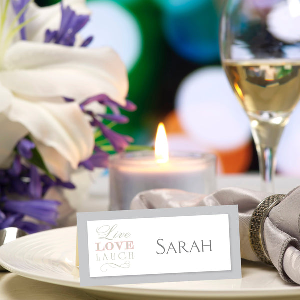 Live, Laugh, Love Personalised Place Card.