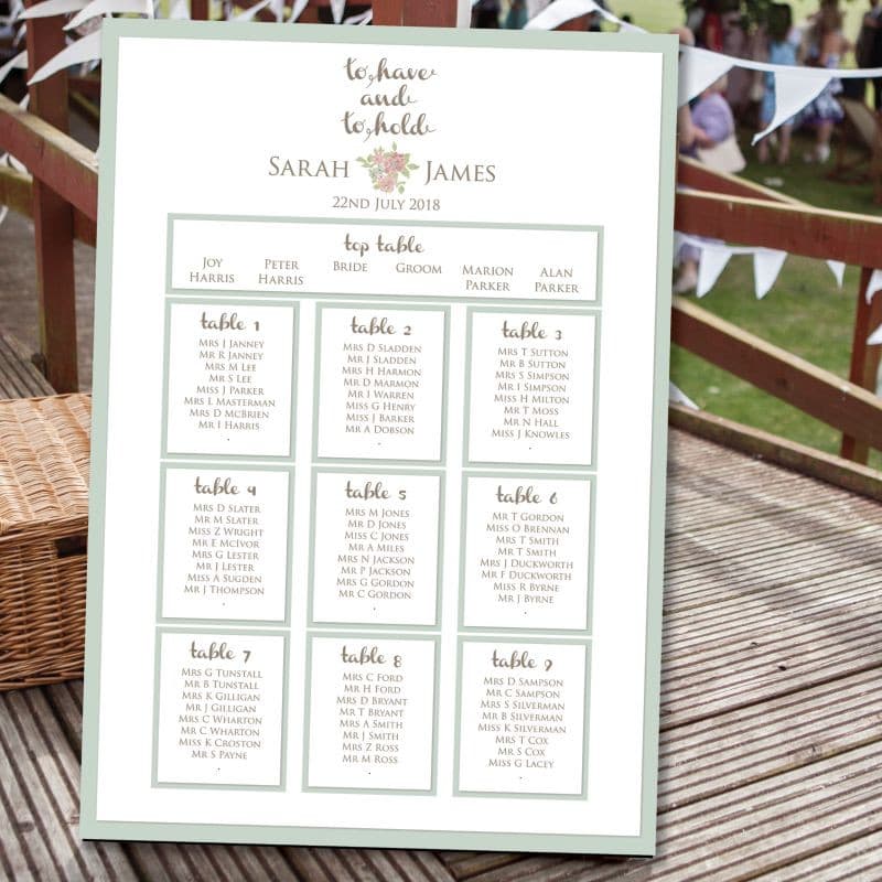 To Have and To Hold Table Plan.