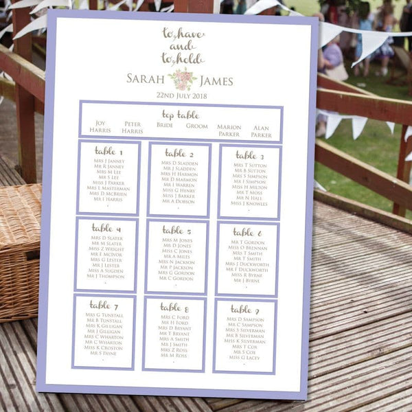 To Have and To Hold Table Plan.