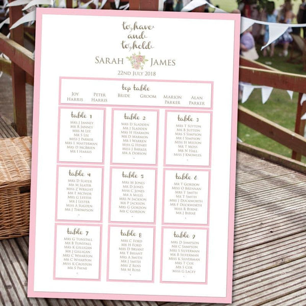 To Have and To Hold Table Plan.