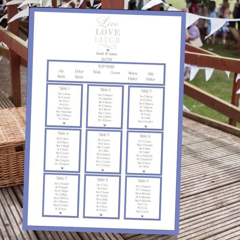 Live, Laugh, Love Table Plan.