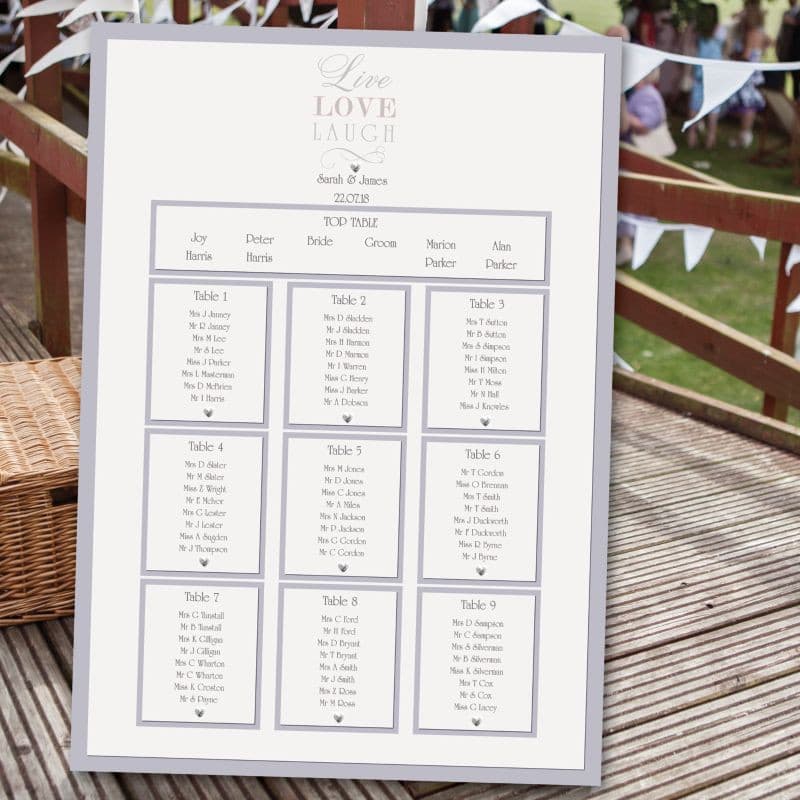 Live, Laugh, Love Table Plan.