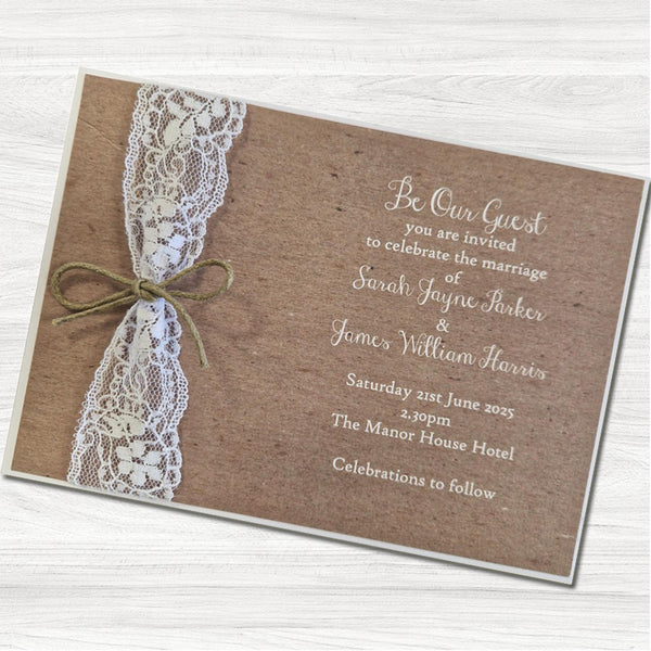 Country Lace Wedding Day Invitation
