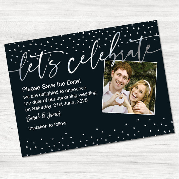 Lets Celebrate Photo Upload Save the Date Magnet