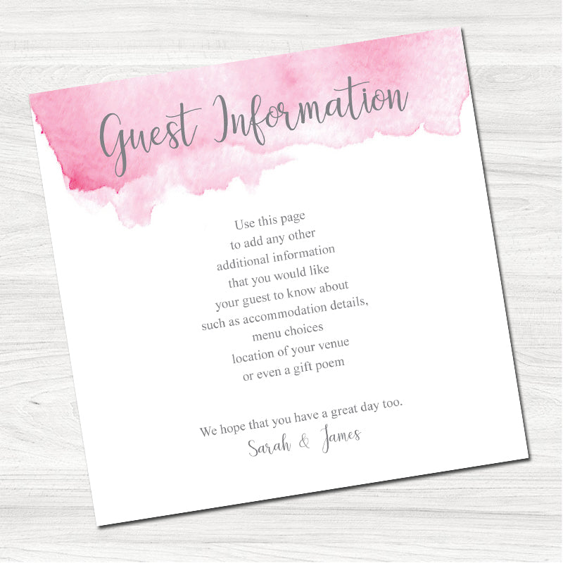 Lillie Mae Pink Guest Information Card