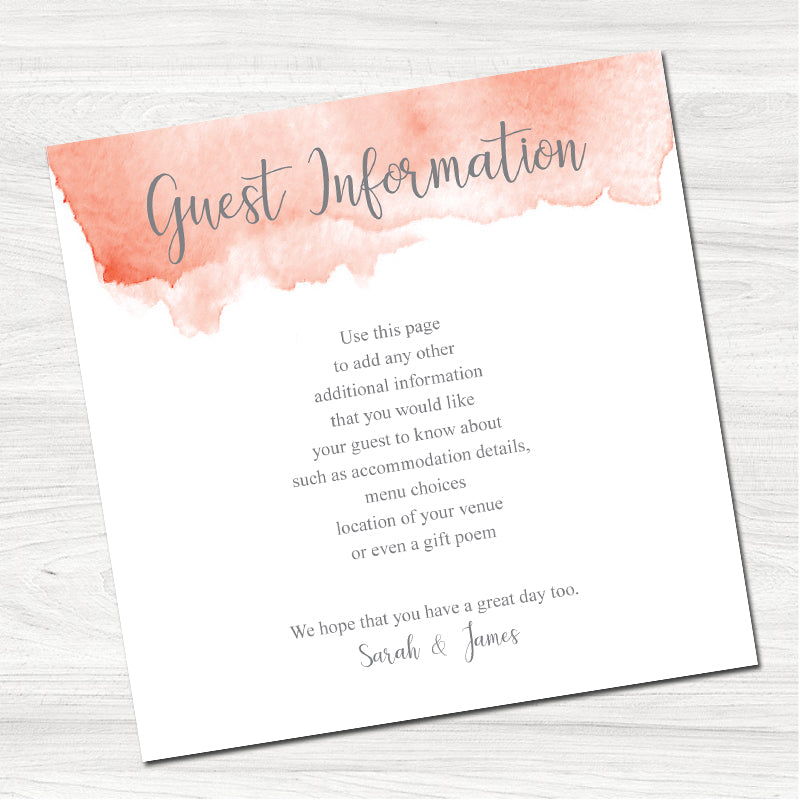 Lillie Mae Orange Guest Information Card