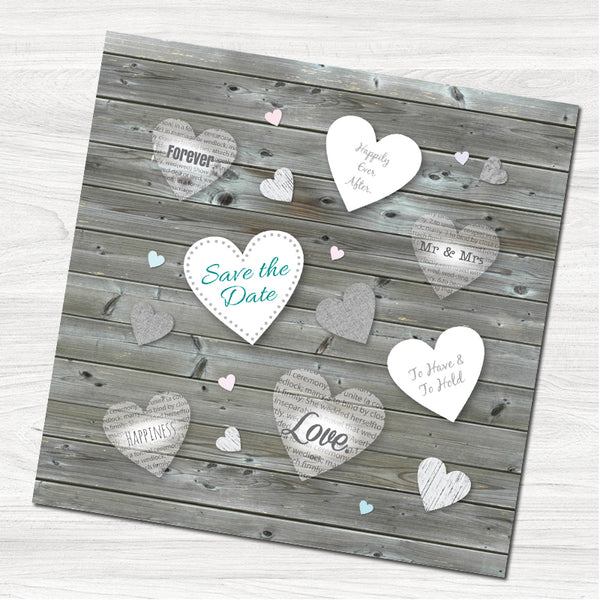 Paper Hearts Save the Date Card