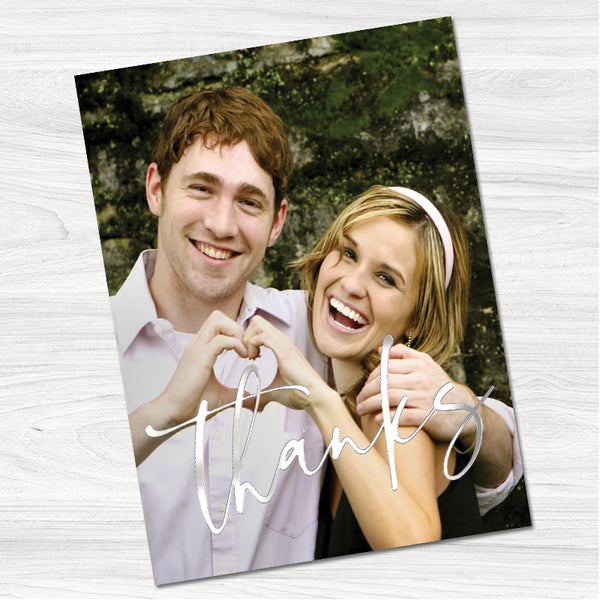 Photo Upload Wedding Thank You Card-Front