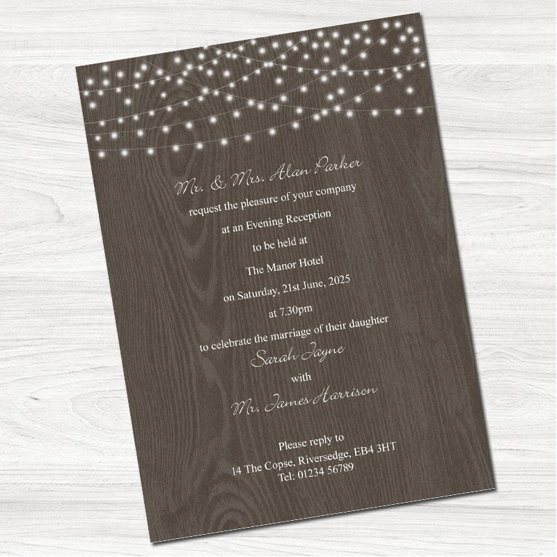Rustic Twinkle Wedding Evening Invitation