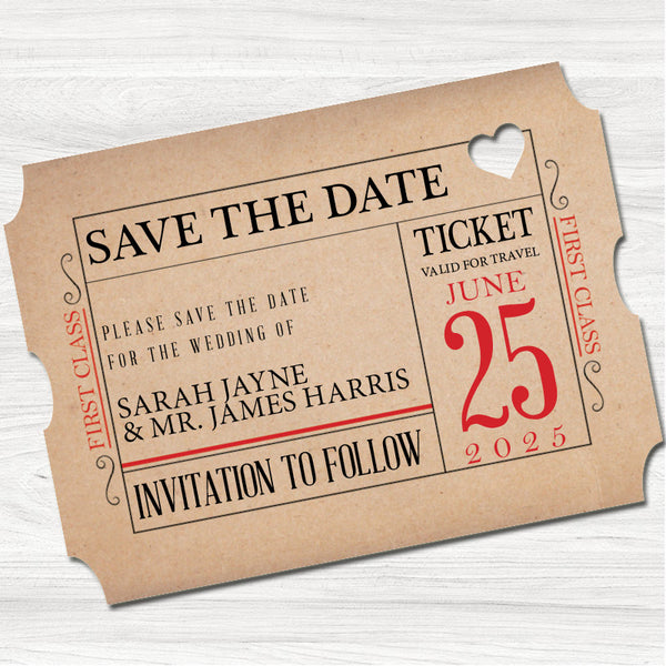 Ticket to Love Save the Date