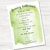 Tintin Green Wedding Evening Invitation