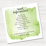 Tintin Green Guest Information Card