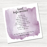 Tintin Purple Guest Information Card