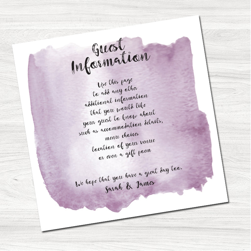 Tintin Purple Guest Information Card